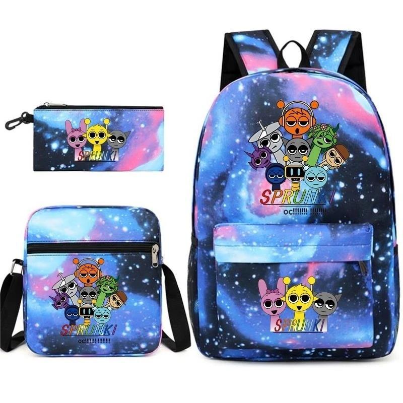 Game Merchandise Cartoon Printing Fashion Children'S Pencil Case Messenger Bag Three-Piece Set Primary And Secondary School School Bag