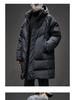 Herren Winter Mittellange Kapuzen Daunenjacke - High-End, Dick, Warm, 90% Weiße Entendaunen