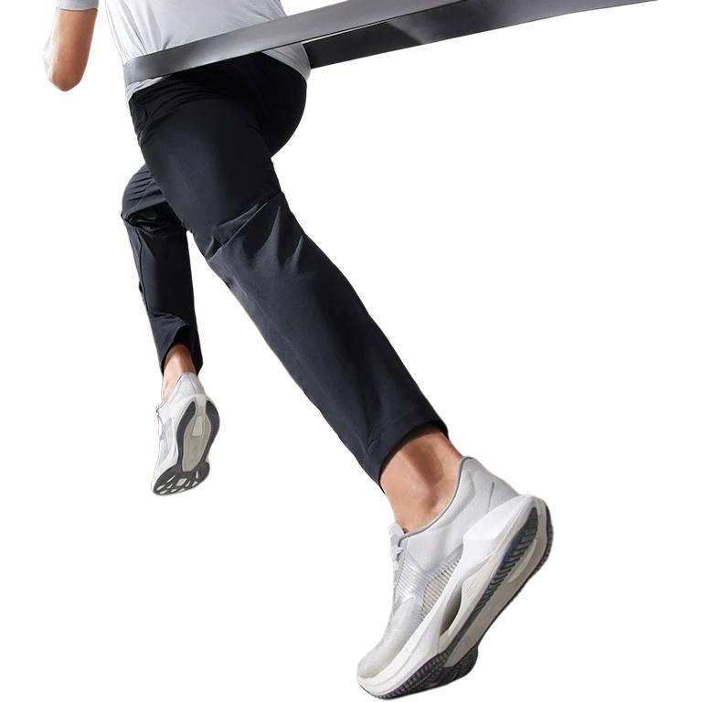 Li-Ning Solid Color Logo Elastic Waist Straight-Leg Quick-Drying Knit Sports Pants Men Bottoms Black AYKT205-1