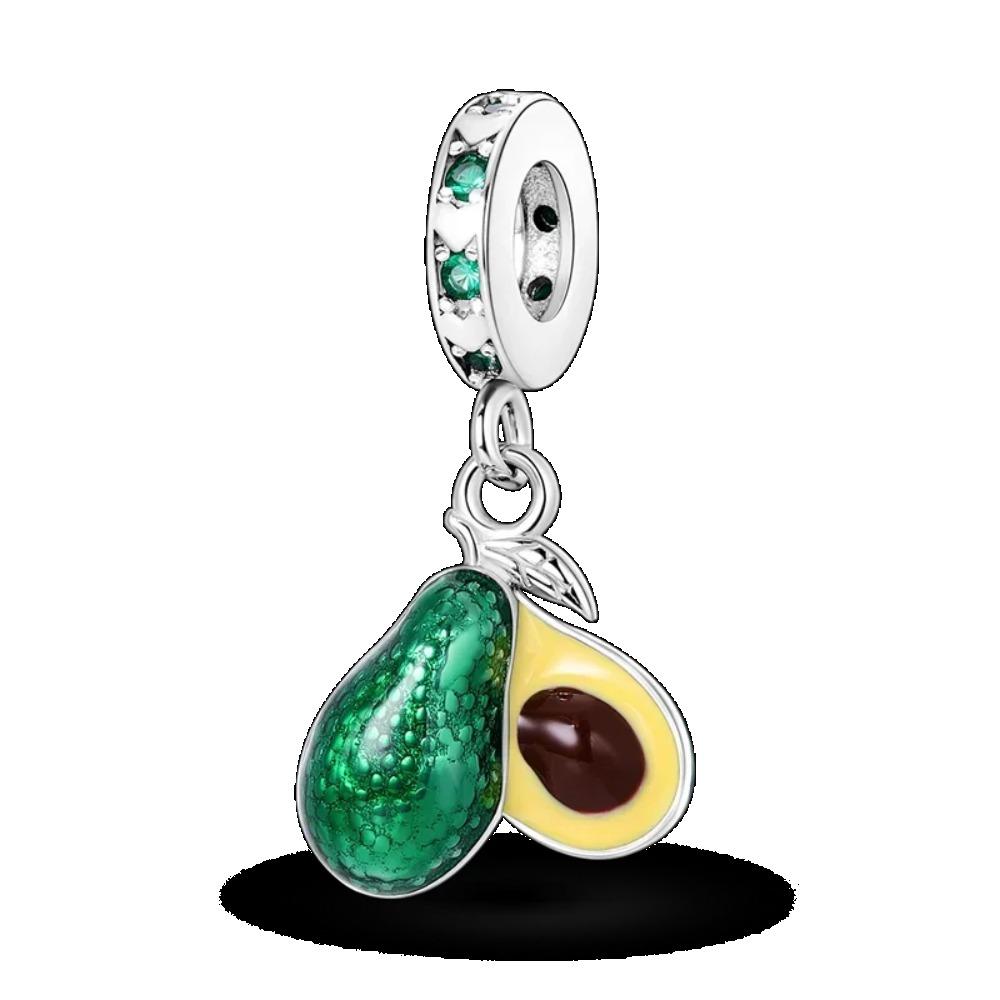 925 Silver Avocado Strawberry Cherry Fruit Charms Beads for DIY Jewelry Making Fashion Bracelets