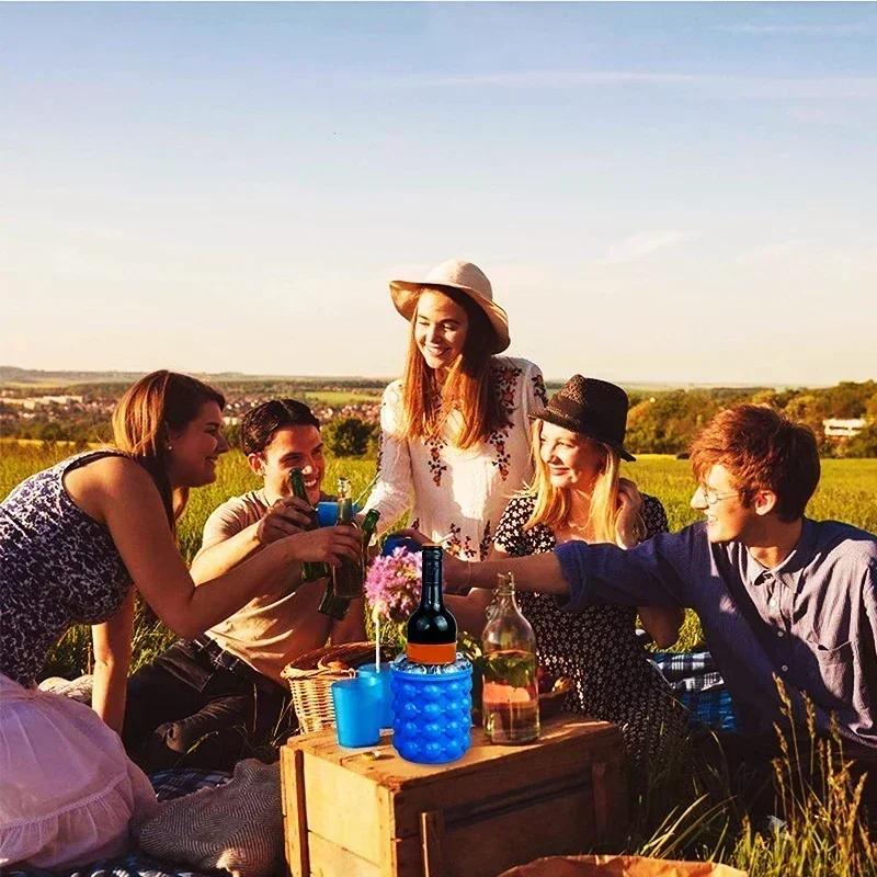 1ks silikonový výrobník ledových kostek Přenosný kbelík Chladič na víno Ledový box Pivní skříňka Úspora místa Kuchyňské nářadí Pití whisky Mražení