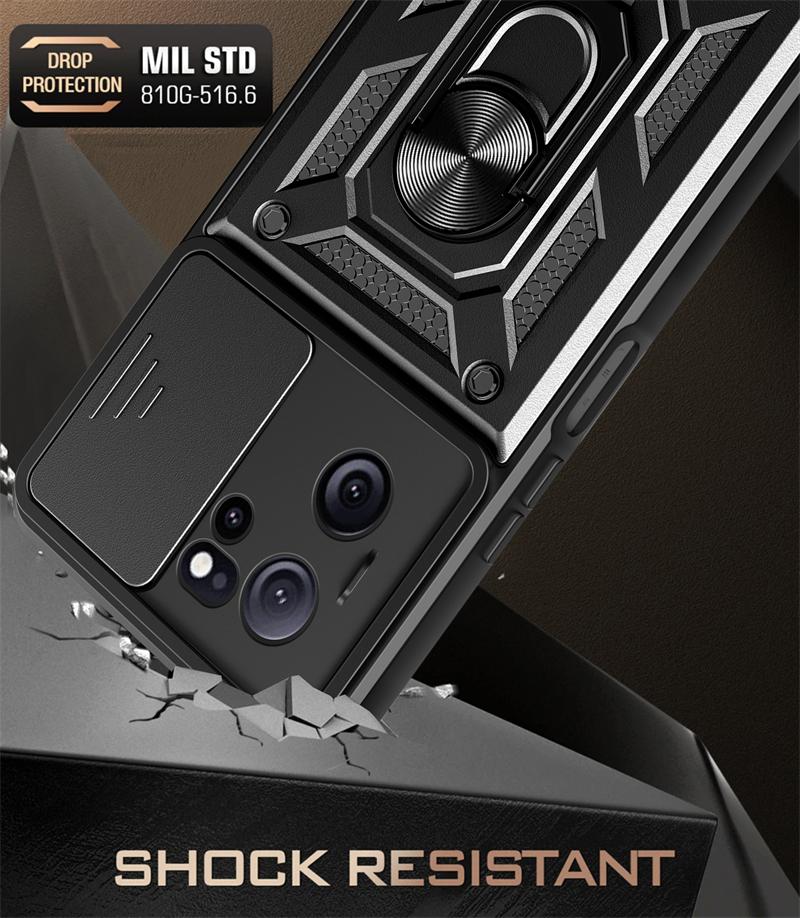 Funda protectora con anillo de soporte para Xiaomi 13T Pro, carcasa trasera deslizante para Xiaomi Mi13T, Mi 13T Pro y lente de cámara.