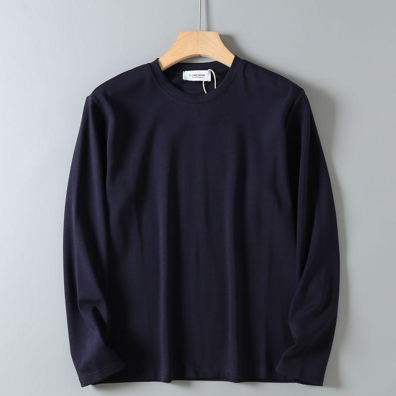 270g Double-Sided Soft Cotton Round-Neck Men's Spring and Autumn Long-Sleeve T-Shirt, Export Basic Style, Solid Color Casual Base Shirt