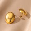 Bright Oval Egg Stainless Steel Earring for Women French Style Gold Color Stud Earring Wedding Anti Fading Jewelry Accessories