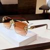 High Quality Retro High End Designer Style Trendy Edgy Punk No Rim Square Shaped Lenses Female For Both Male Sun Glasses