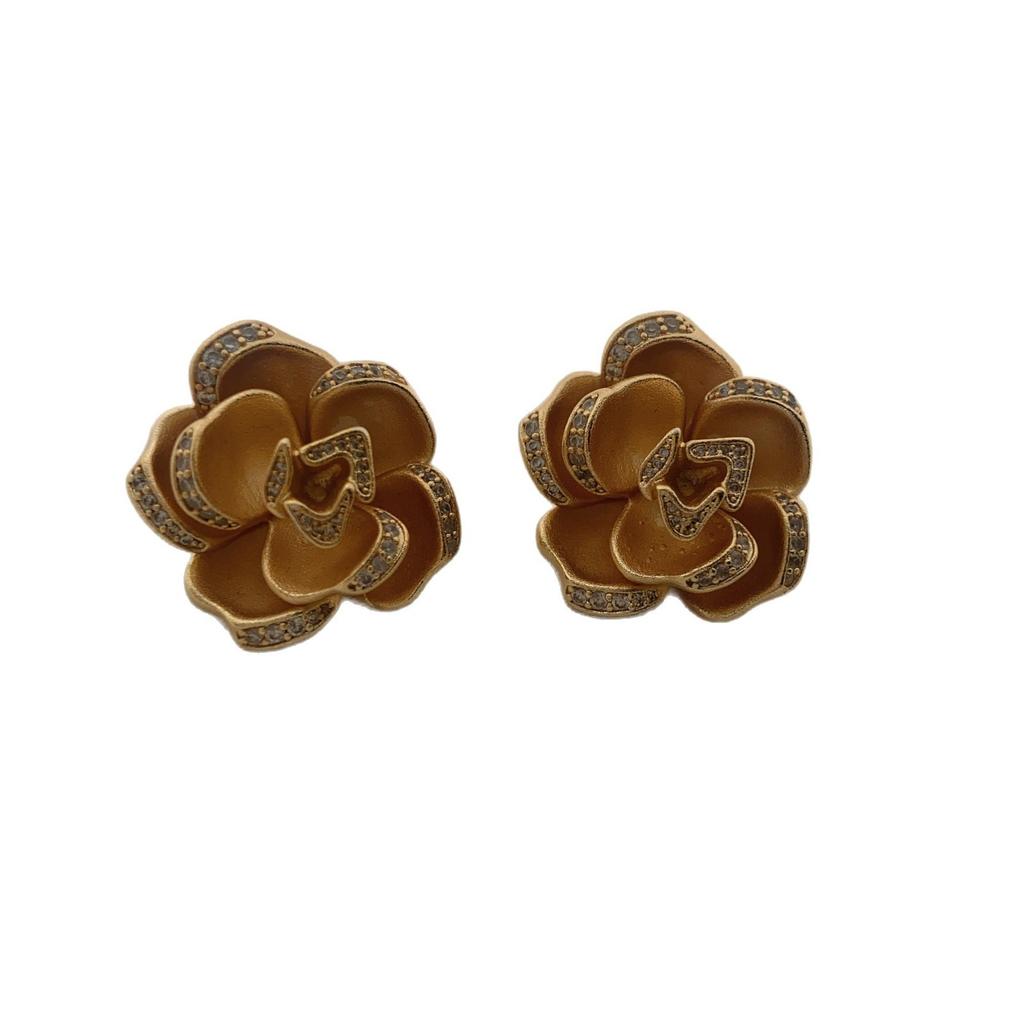 French Retro Premium Camellia Stud Earrings Fashion Design Sense Earrings Exquisite Earrings Earrings Women