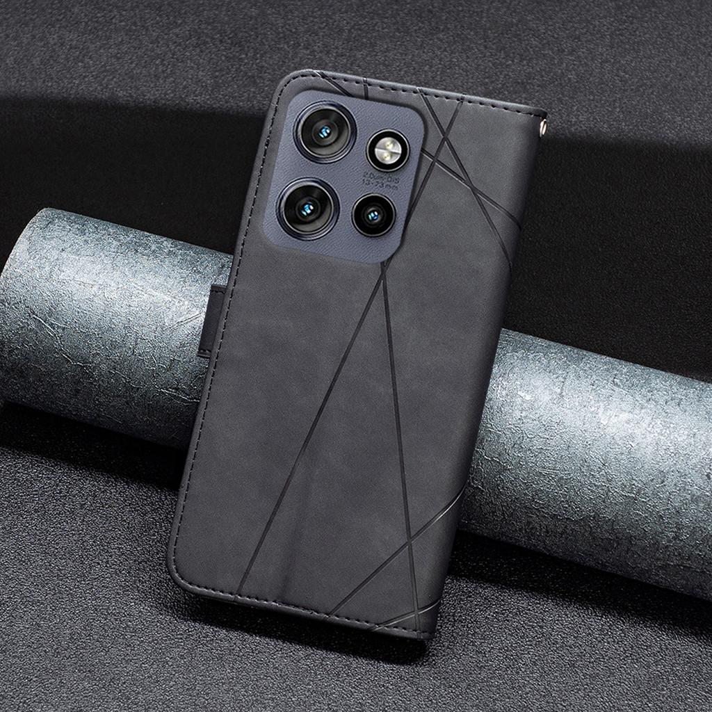 BINFEN COLOR For Motorola Edge 50 Neo 5G/Moto S50 5G/Thinkphone 25 5G Phone Cases Wallet Stand Geometry Imprinted Leather Cover