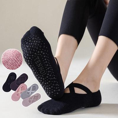 Ponožky na jógu Ženy Bavlna Silikonové Protiskluzové Pilates Grip Ručník No-Show Barre Sock