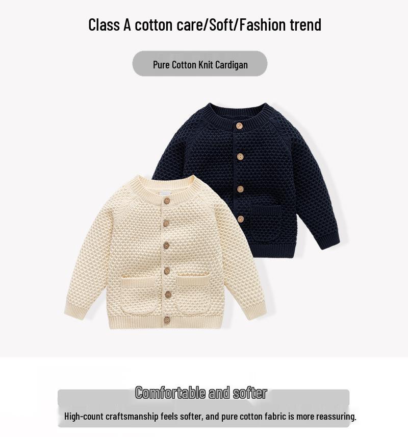 British Style Baby Cotton Knit Sweater Cardigan for Autumn/Winter - One Year Old Gentleman