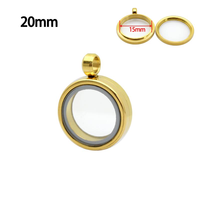 12pcs 15/20/23/25/27/30/33/35/40/45mm Stainless Steel Screw Living Memory Glass Locket Floating Charms Locket Pendant Jewelry