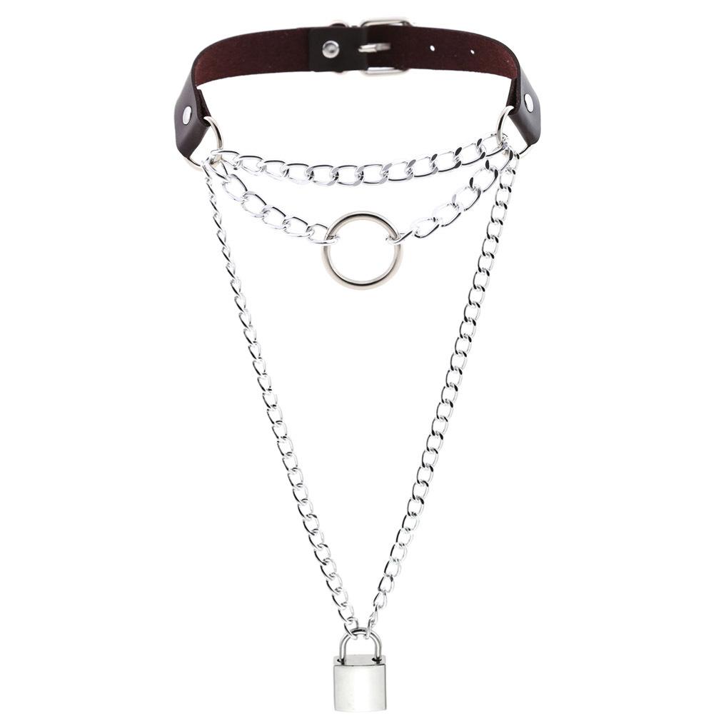 DIEZI Different Style Hip Hop Leather Choker Necklace Women Men Harajuku Gothic Punk Sexy Circle Tassel Chain Necklace Jewelry