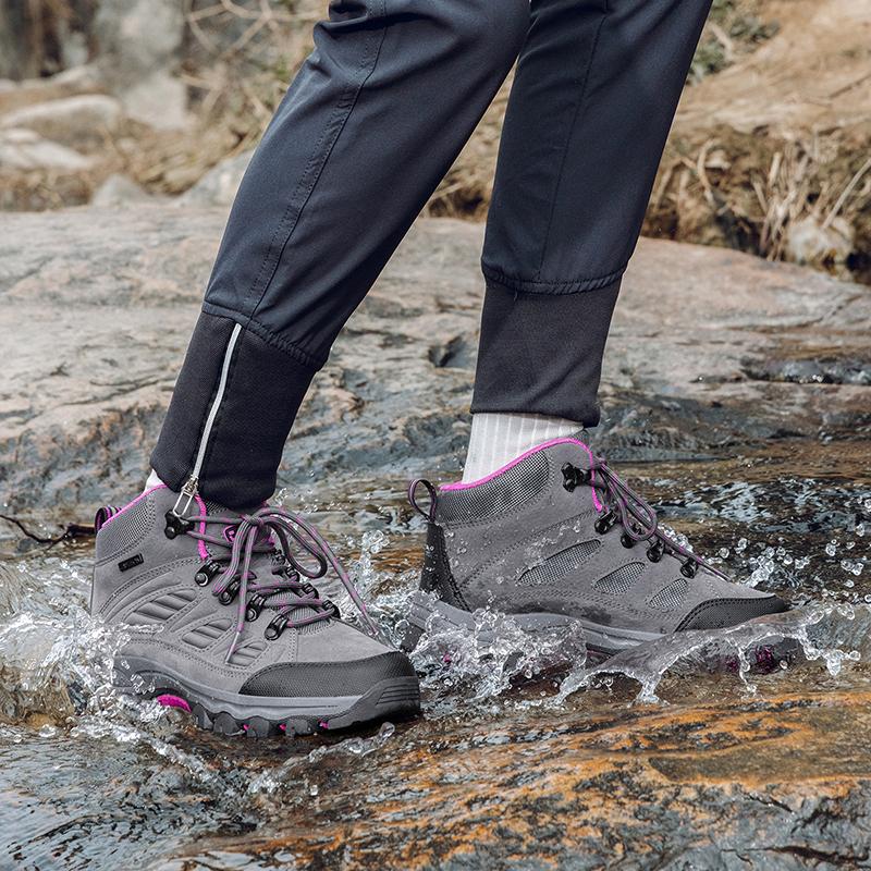 High-top Men Anti-slip Lace-up Shock-absorbing Wear-resistant Breathable Casual Ankle Boots Men Outdoor Comfortable Hiking Shoes