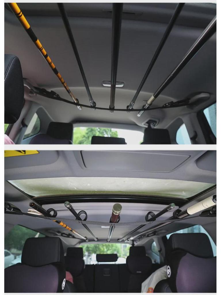 Utomhustakräcke för bil med förvaring för fiskespön och remmar