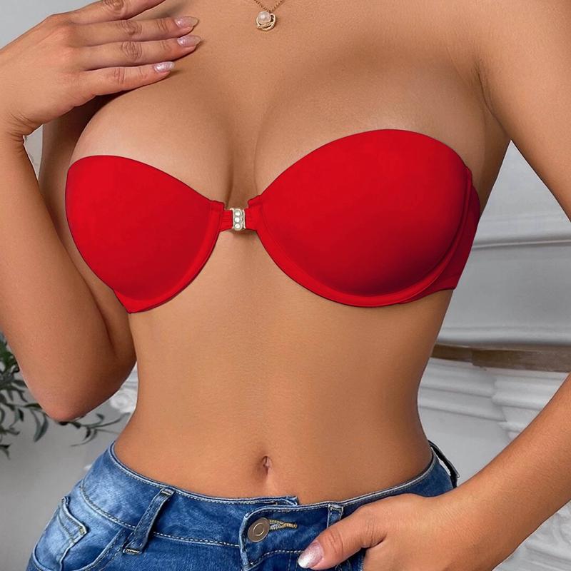 Fivelas frontais de sutiã meia xícara feminina, copos moldados, design sem costas e ombros para festa, copo BC de casamento para meninas