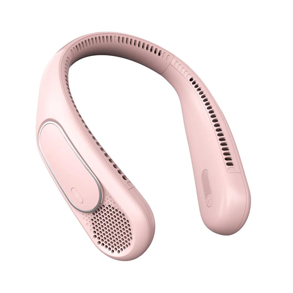 New Neck-hanging Fan Upgrade Air Conditioner Features for Rapid Cooling Long Battery Life Super Strong Wind Force розовый