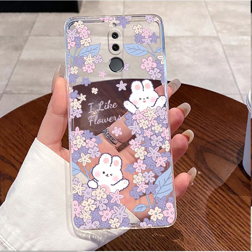 Cute Love Heart Rabbit Soft Clear TPU Phone Case for Huawei Mate 10 Lite Nova 2i Mate10Lite Nova2i Silicone Back Cover Housing