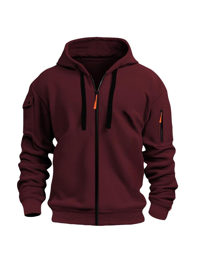 2024 Men's Multi-Pocket Embroidered Zip-Up Hoodie for Spring and Autumn