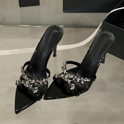Elegant Pointed Toe Crystal Rhinestone High Heels Modern Slipper Women Sandal Summer Fashion Party Prom Shoe Zapatos Mujer