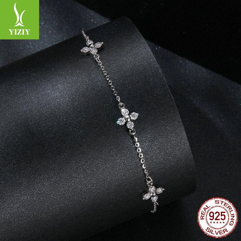 Small Fresh Four-Leaf Clover Mozzarella Bracelet, Exquisite And Versatile S925 Sterling Silver Lucky Bracelet.