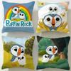 Classic Cartoon Puffin Rock Cushion Cover Soft & Easy-Wash Pillow Case – Versatile for Couch, Bed, Travel and Office