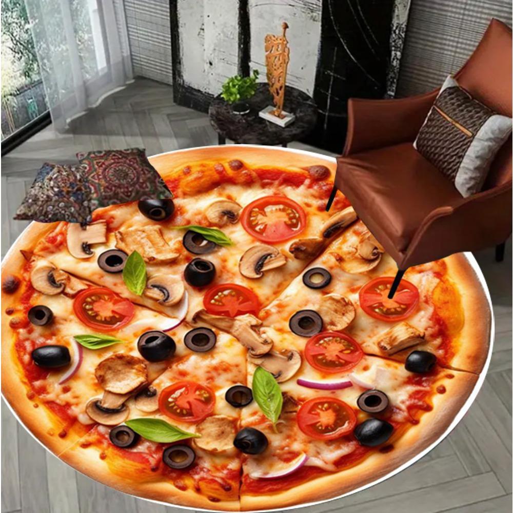 Delicious Pizza Pattern Round Carpet Mat Rug Food Design Home Decoration for Living Room Living Room Decoration Rugs for Bedroom