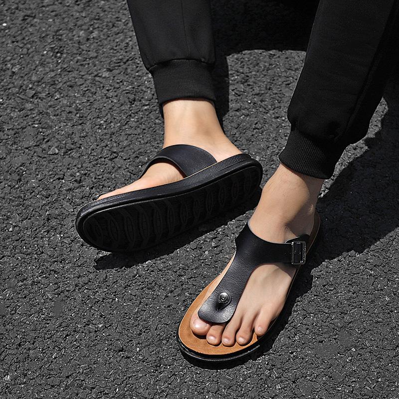 Half Drag Slippers Men's Summer Wear Flip-flops Non-slip Clip-on Shoes Outdoor Men Soft-soled Sandals Breathable Man Beach Flats