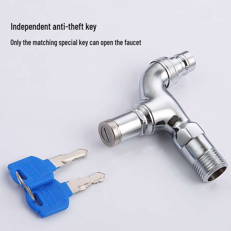 Anti-Theft Full Copper Mop Pool Faucet with Key