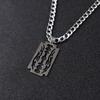 Men's Cuban chain necklace with blade pendant - made of stainless steel, avant-garde hip-hop style, bold layering design.