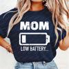 Mom Low Battery Graphic Print Cotton T-Shirt Funny Simple Mother's Day Gift Retro Casual Summer Trendy Tops for Women Ropa Mujer