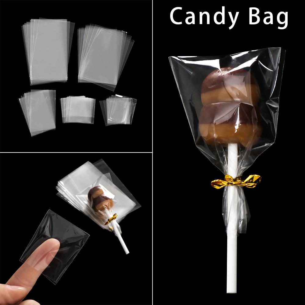 100PCS/Pack Gift Transparent Cellophane Cookie Packaging Sweets Pocket Candy Bag Lollipop Pouch