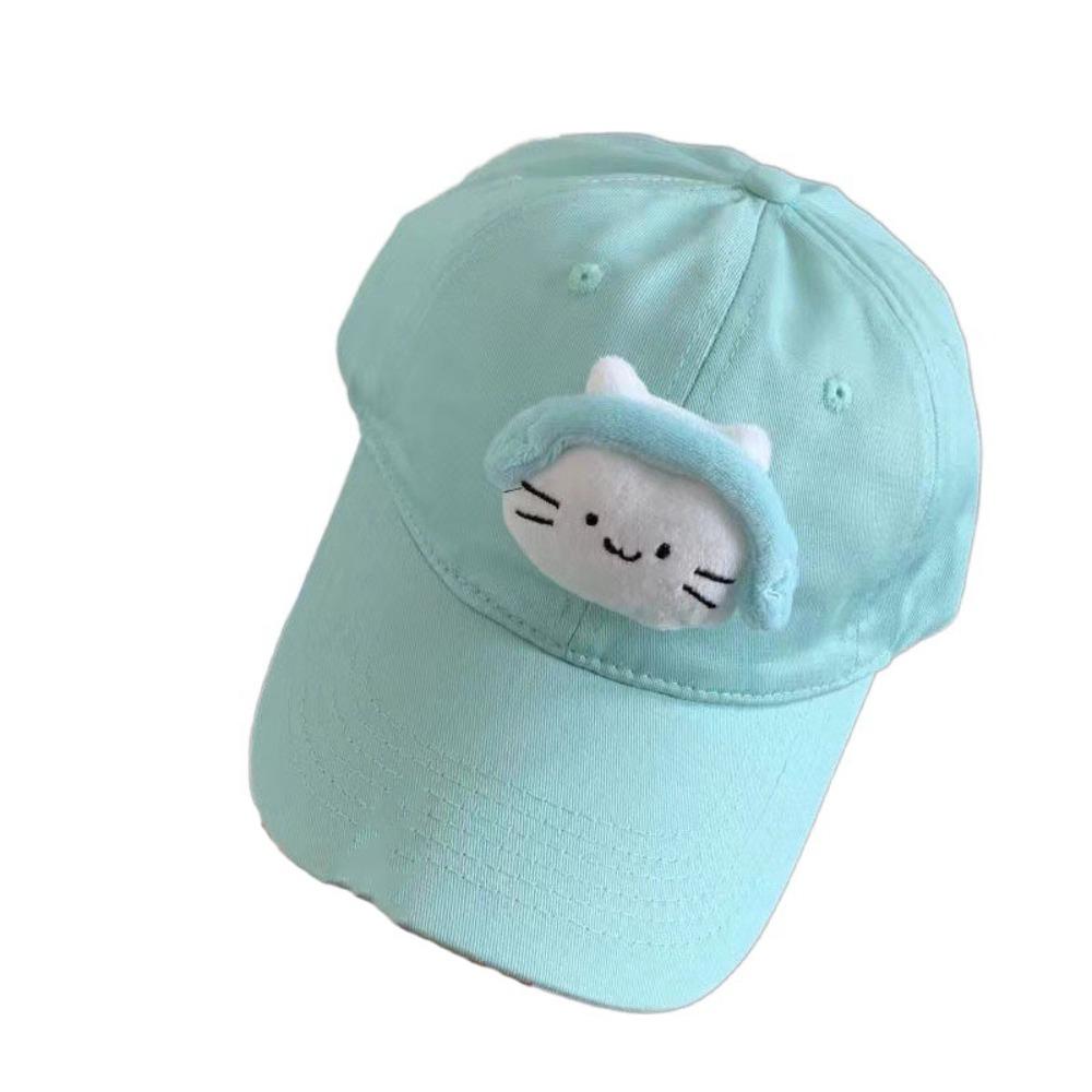 Korean Style Plush Doll Baseball Cap Solid Color Peaked Cap Fashion Earphone Cat Sun Hat  Men