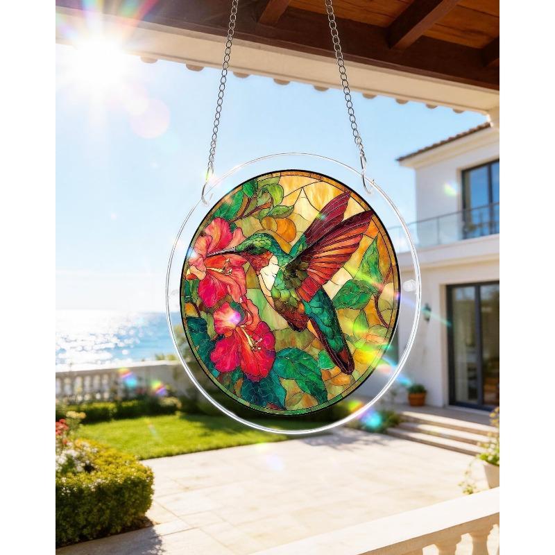 Acrylic Jigsaw Puzzle Suncatcher 83 Pieces-Emerald Flame Hummingbird, DIY Acrylic Puzzle Sun Catcher, Window&Garden Decor, Unique Gifts for Mom