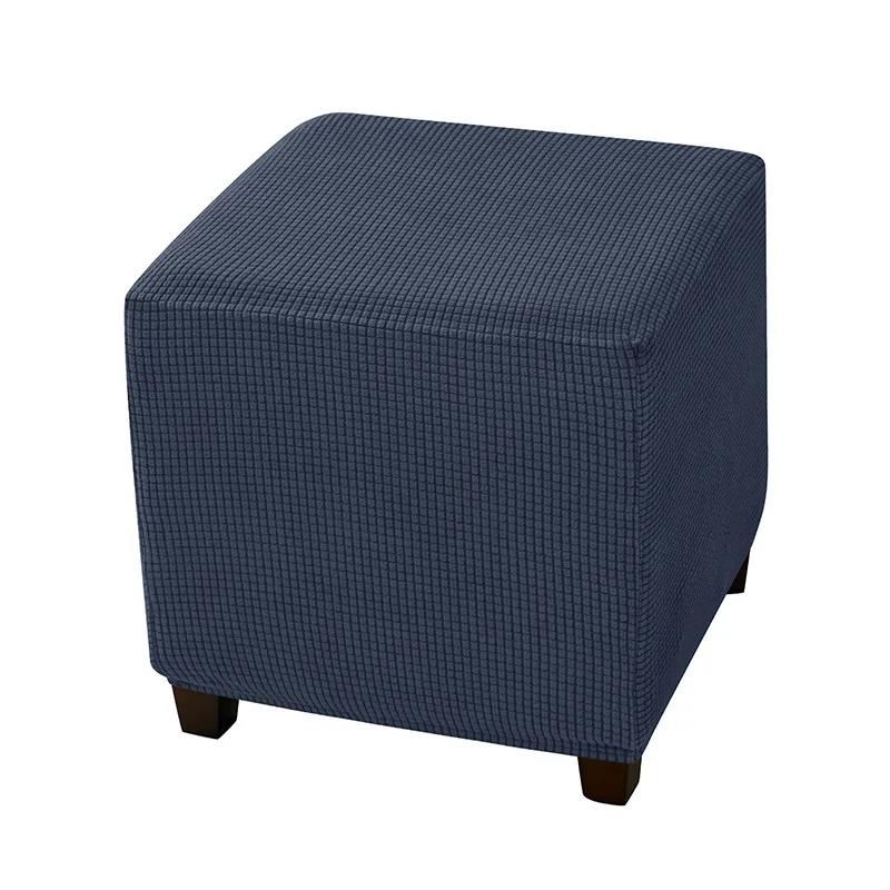 Square Elastic Ottoman Cover Polar Fleece Foot Stool Covers Stretch Footrest Slipcovers House Pouf Furniture Protector