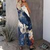 Women Spaghetti Strap Jumpsuit Rainbow Heart Star Print Wide Leg Pants With Pockets