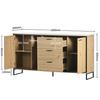 Kitchen Cabinet with Two Doors Three Drawers Wood Grain Metal Legs Wood Color Utility Pantry Dining Room