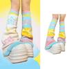 Damen Gestrickte Lange Beinwärmer Socken Japanisches Harajuku Sternenmuster Regenbogen Gestreift Wendbar Ausgestellte Baggy Beinabdeckungen