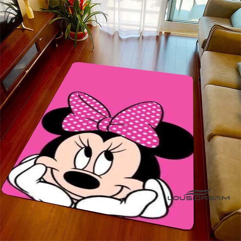 Cute Pink Minnie Mouse Cartoon Rug, Suitable for Living Room, Bedroom, Kitchen, Hallway, Children's Non-slip Floor Mat,