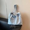 Large-capacity Bag Women In All-matching 2026 New Casual Canvas Shoulder Crossbody Drawstring Commuting Tote