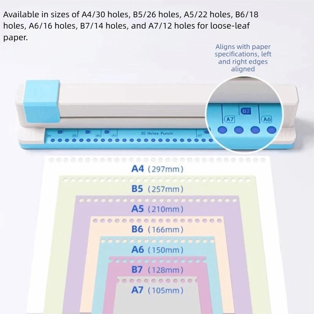 A4/B5/B6/B7 Universal Paper Punching Machine 30 Hole Manual Hole Punch Office Supplies