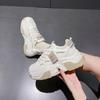 2025 Women's Spring & Autumn Leather Dad Sneakers: White Mesh, Thick Sole, Casual Sport Design