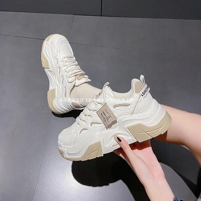 Baskets Dad en Cuir Printemps & Automne pour Femmes 2025: Mesh Blanc, Semelle Épaisse, Design Sportif Décontracté
