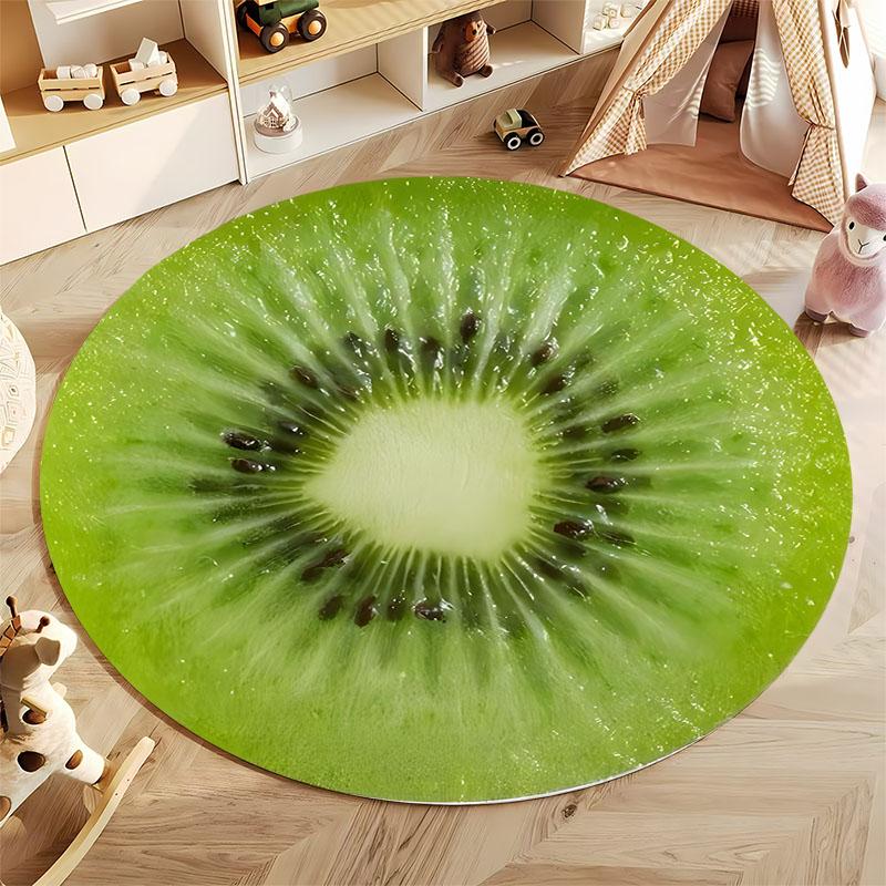 Funny Fruit Mat Juicy Printed Carpet, Round Soft Rug, Non-Slip Floor Decor for Living Room Kids Room Nursery Next Day Shipping