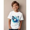 European Sizes Children Boys' White Golf-Themed T-Shirt with Clubs & Ball Print - Breathable Short Sleeve Casual Tee for Sports & Summer Activities