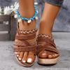 Roman Shoes Versatile Thick Soled Wedge Heel Cross Strap Height Increasing Casual Shoes Thick Soled Slippers