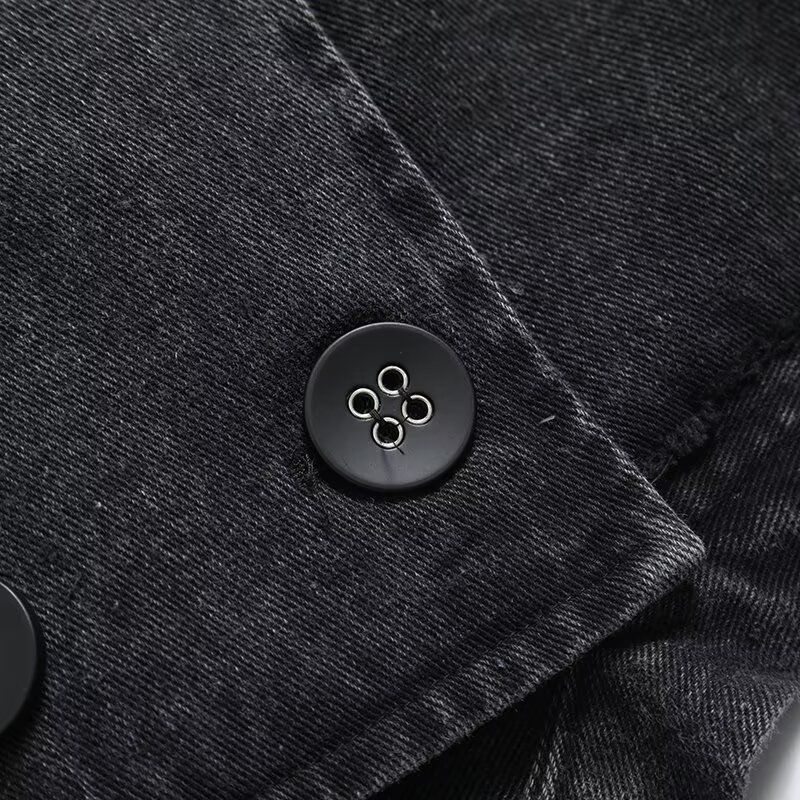 Kaslead New Arrival Women's Clothing Fashion Style Stylish Simple and Versatile Denim Single Breasted Print Loose-Fitting Waistcoat