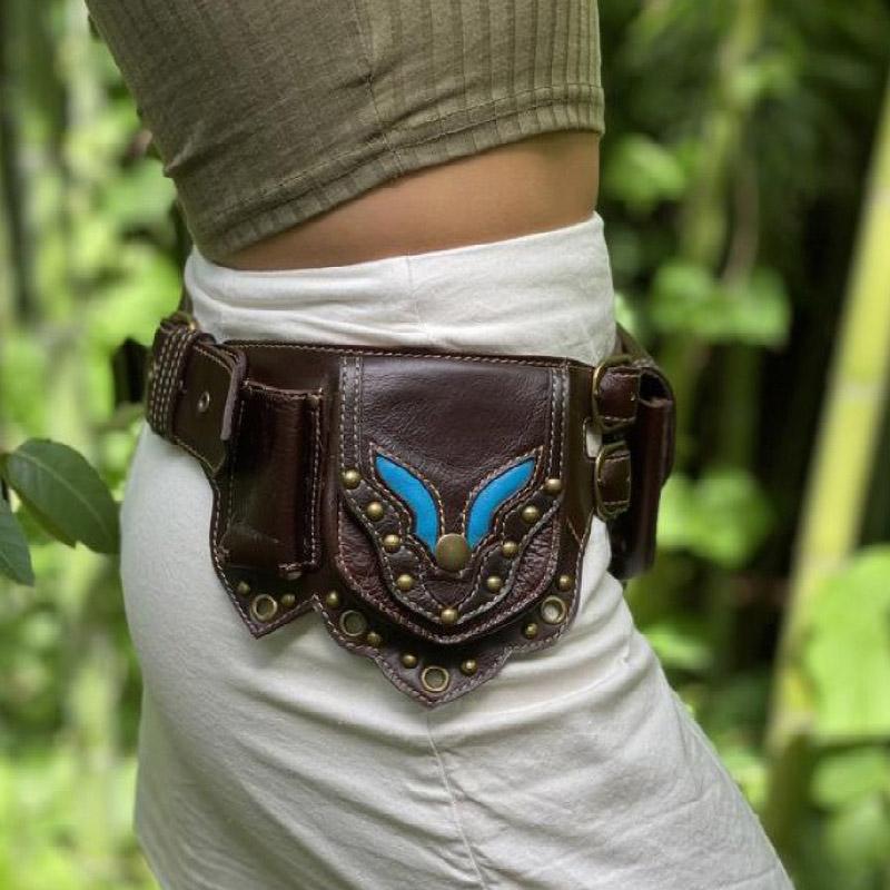 

Steampunk Leather Utility Hip Belt Bag Women Festival Pocket Tribal Gypsy Boho Fanny Pack Travel Medieval Costume Cosplay Prop One Size