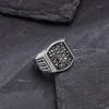 Black Stone Ring for Men Boys,Stainless Steel Thumb Ring Chunky Ring Square Ring,Luxurious Punk Male Jewelry Gifts