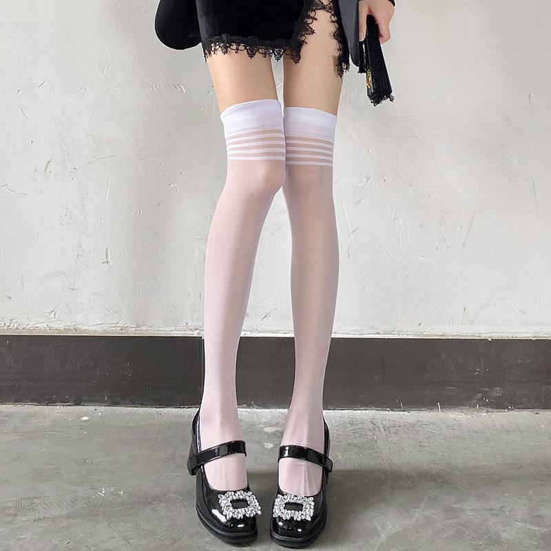 Sexy Lingerie, Stockings, Transparent Thin, Women'S Sex Stockings, Black And White Thigh Socks, High Stockings