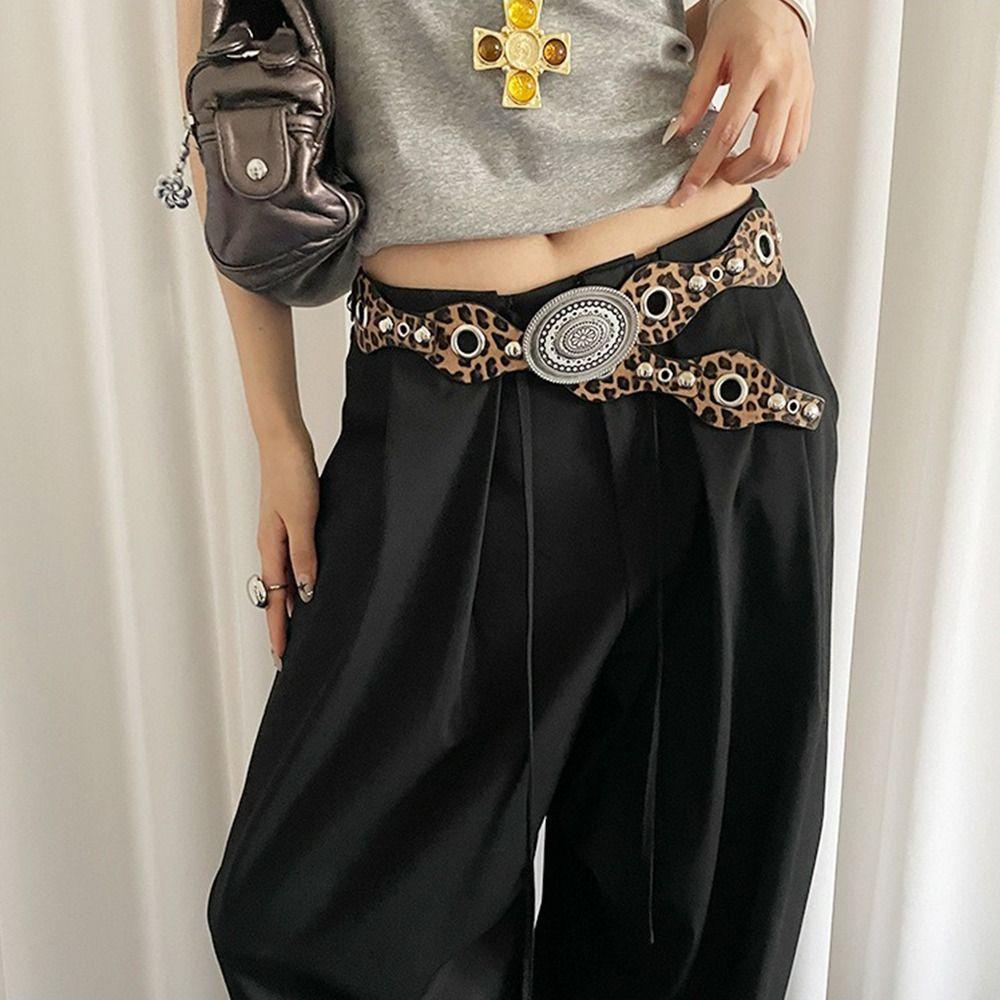 Gothic Leather Waistband Vintage Dress Jeans Belt Fashionable Women's Rivet Belt  Spicy Girls