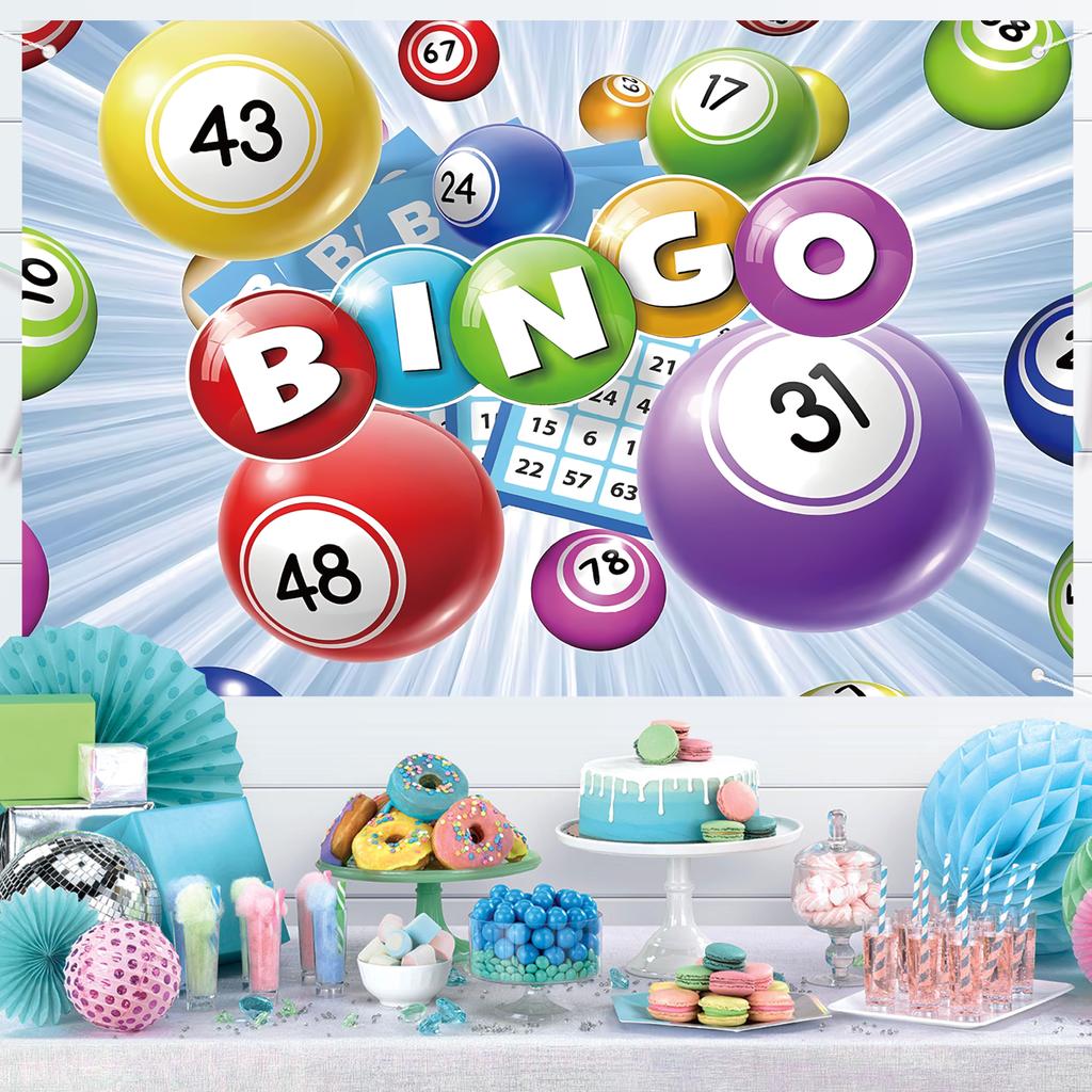 Bingo Backdrop,Bingo Party Banner Lottery Winning Ball Game Time Cards Photography Background Party Supplies